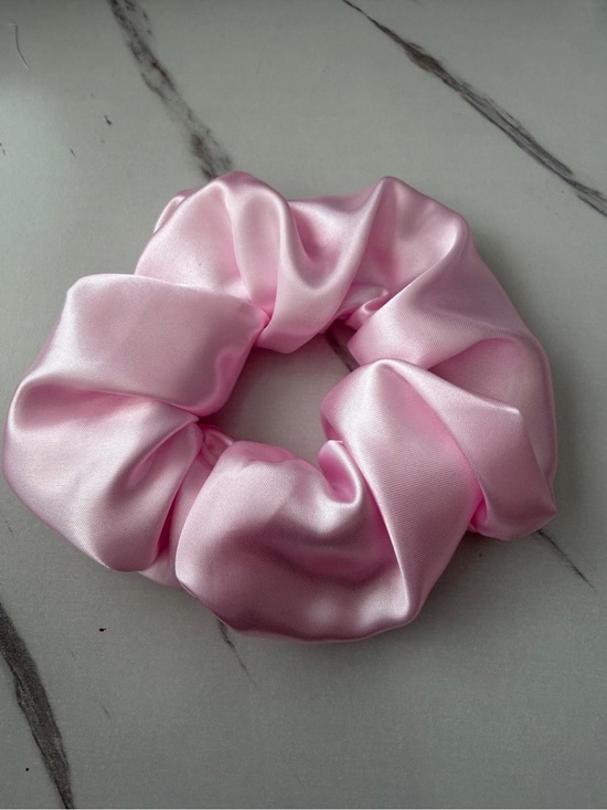 Handmade Other - Pink Satin Hair Scrunchie - Soft Elastic Ponytail Accessory